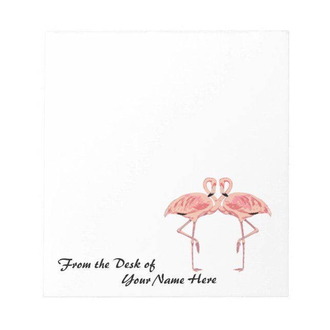 Bloco De Notas A partir da Mesa de Flamingos Rosa Personalizados (Frente)