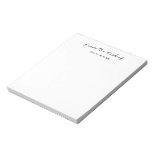 Bloco De Notas A partir da mesa de monograma Script Branco