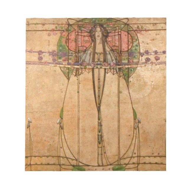 Bloco De Notas A Rainha de maio - Margaret Macdonald Mackintosh (Frente)