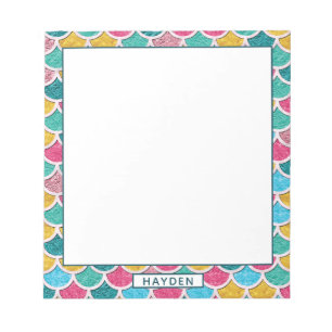 Bloco De Notas A sereia colorida bonito escala o nome do