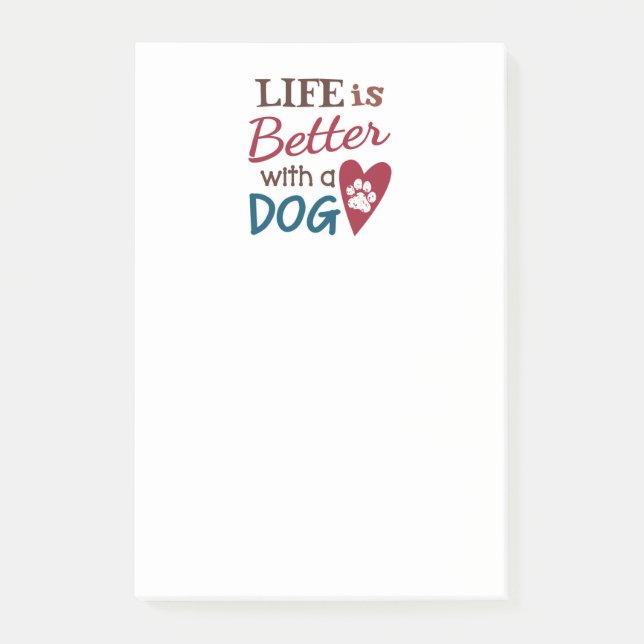 Bloco De Notas "A Vida É Melhor Com Um Cachorro" (Frente)