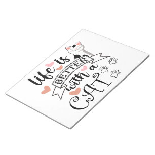 Bloco De Notas A vida é melhor com um slogan de citação do Cat