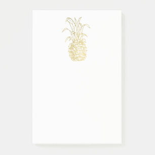 Bloco De Notas Abacaxi Dourado Ouro Falso Folha Elegante Personal