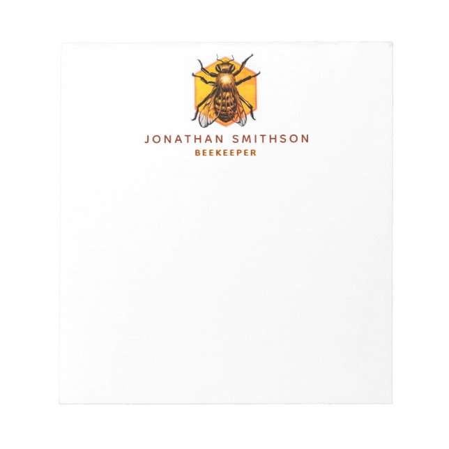 Bloco De Notas Abeja Melífera Moderna e Elegante Personalizada pa (Frente)