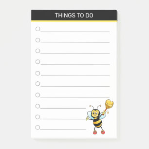 Bloco De Notas Abeja moderna fofa em preto e branco