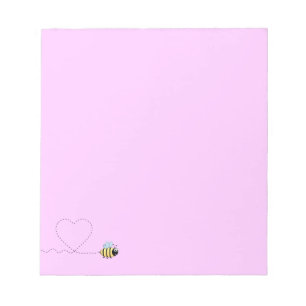 Bloco De Notas Abelha positiva feliz no rosa dos desenhos