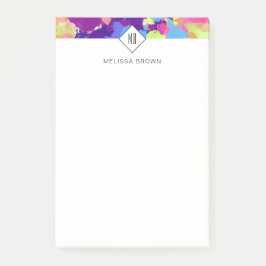 Bloco De Notas Abóbora De Aquarela Abstrato Roxo Colorido