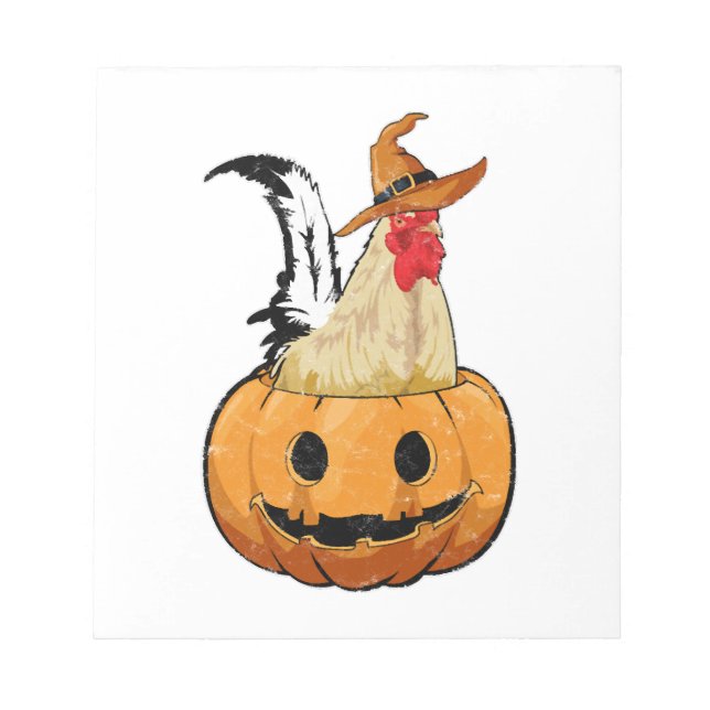 Bloco De Notas Abóbora de Halloween Bruxa Fofa Galinha (Frente)