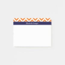 Abóbora Laranja Chevron Azul-Marinho Grande Monogr
