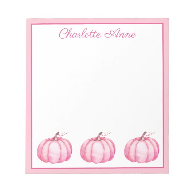 Bloco De Notas Abóboras Cor-de-Rosa Personalizadas Fofas (Frente)