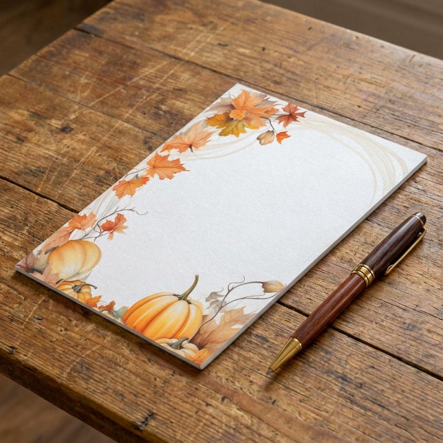 Bloco De Notas Abóboras de outono/Abóboras de queda e folhas, sem (Autumn / Fall pumpkins and leaves unlined note pad)