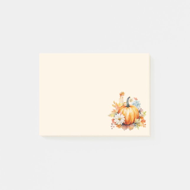 Bloco De Notas Abóboras Laranja e Flores Outono (Frente)
