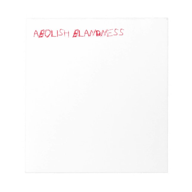 Bloco de notas ABOLISH BLANDNESS (vermelho) (Frente)