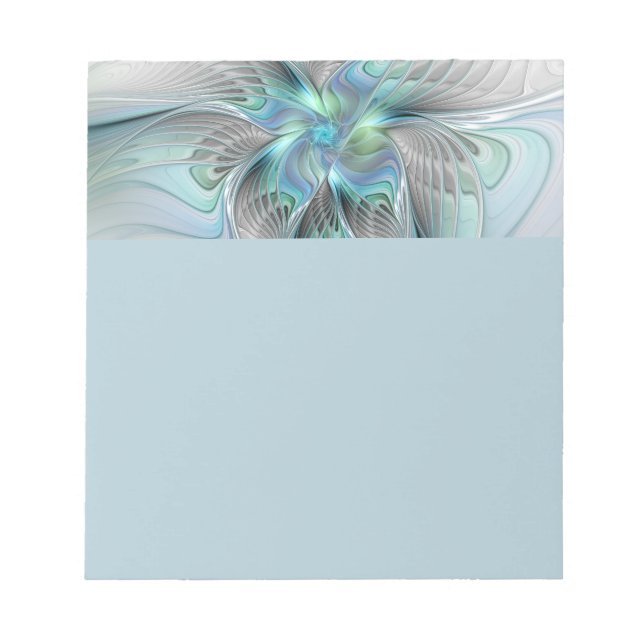Bloco De Notas Abstract Blue Green Butterfly Fantasy Fractal Art (Frente)