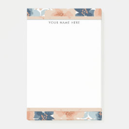 Bloco De Notas Abstract Blue, Peach, Orange Floral