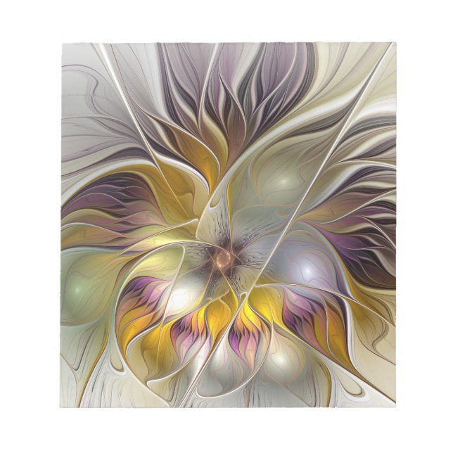 Bloco De Notas Abstract Colorful Fantasy Flower Modern Fractal (Frente)