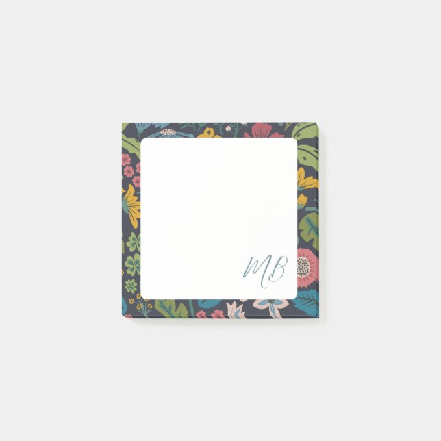 Bloco De Notas Abstract Floral Pattern Monogram (Frente)