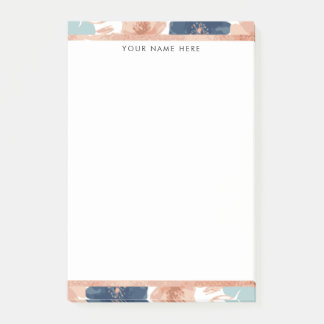 Bloco De Notas Abstract Floral with Rose Gold Border
