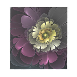 Bloco De Notas Abstract Modern Purpur Khaki Gray Fractal Flower