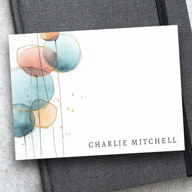 Bloco De Notas Abstract shapes and lines blue pink terracotta (Abstract shapes and lines blue pink terracotta post-it notes)