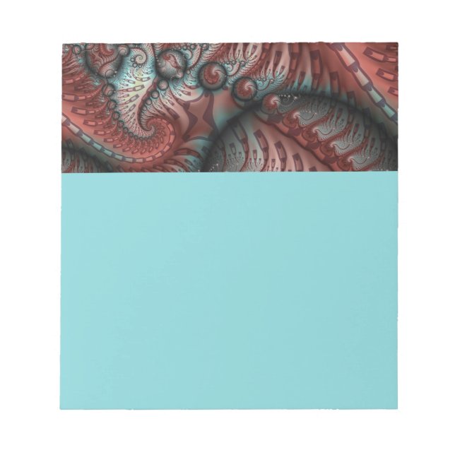 Bloco De Notas Abstract Vivid Fantasy Fractal Art Brown Blue (Frente)