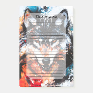Bloco De Notas Abstract Wild Spirit Wolf
