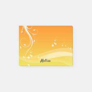 Bloco De Notas Abstrato Amarelo bonito Faça com que seu nome Post
