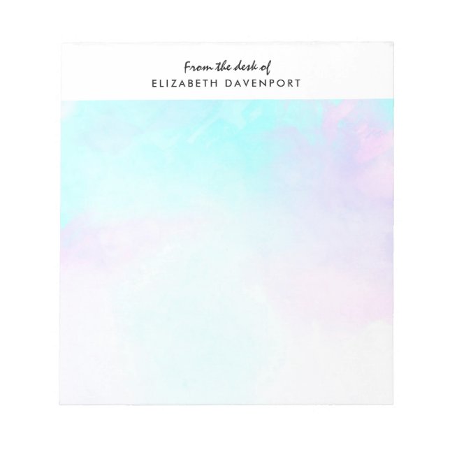 Bloco De Notas Abstrato Azul Moderno e Aquarela Puro (Frente)