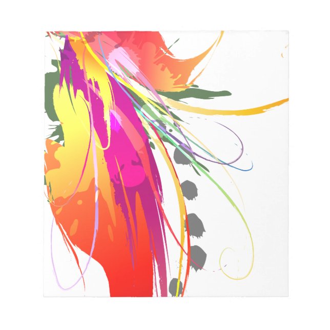 Bloco De Notas Abstrato Bird of Paradise Paint Splatters (Frente)