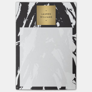 Bloco De Notas Abstrato Black Brushstrokes com logotipo de nome D