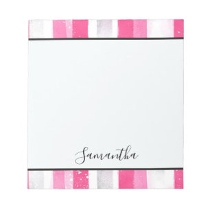 Bloco De Notas Abstrato Branco-Rosa-Cinza