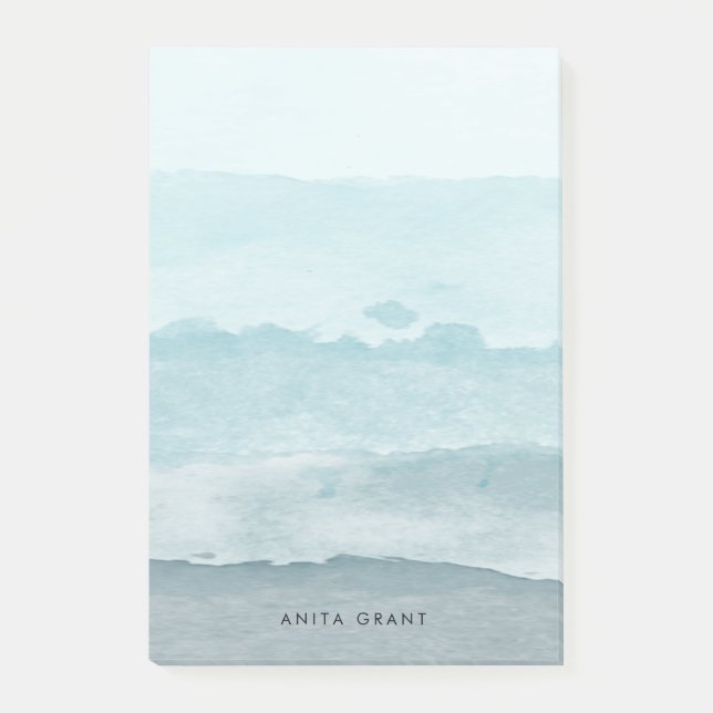 Bloco De Notas Abstrato de aquarela azul (Frente)