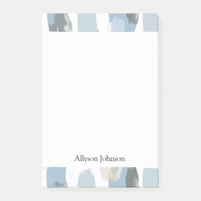 Bloco De Notas Abstrato de Creme Branco Azul (Frente)