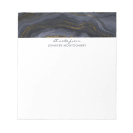 Bloco De Notas Abstrato de Pedra Preta e Dourada Moderna