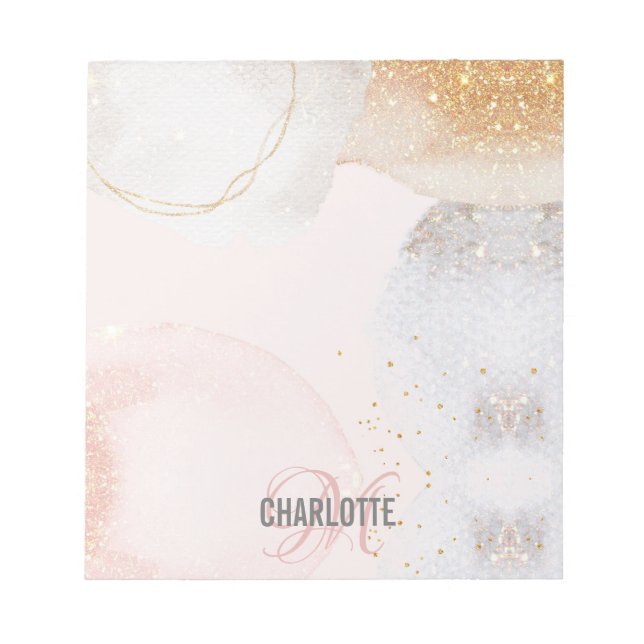 Bloco de notas abstrato do nome do monograma cor-d (Frente)