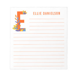 Bloco De Notas Abstrato Floral Alphabet Linhado