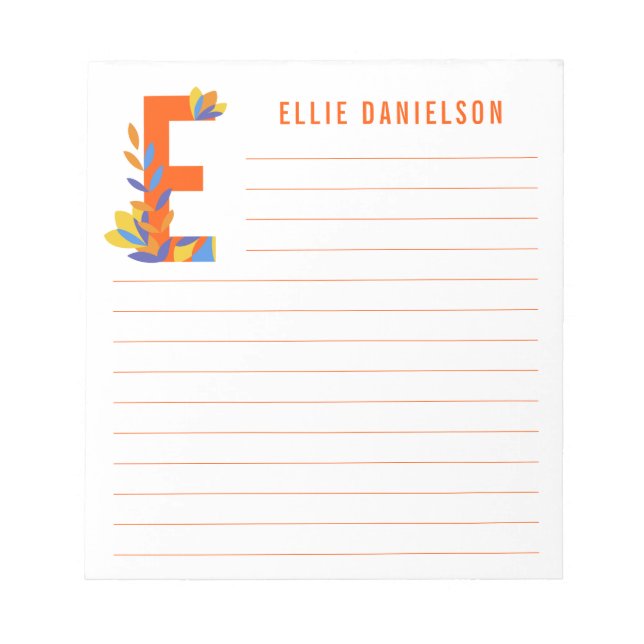 Bloco De Notas Abstrato Floral Alphabet Linhado (Frente)