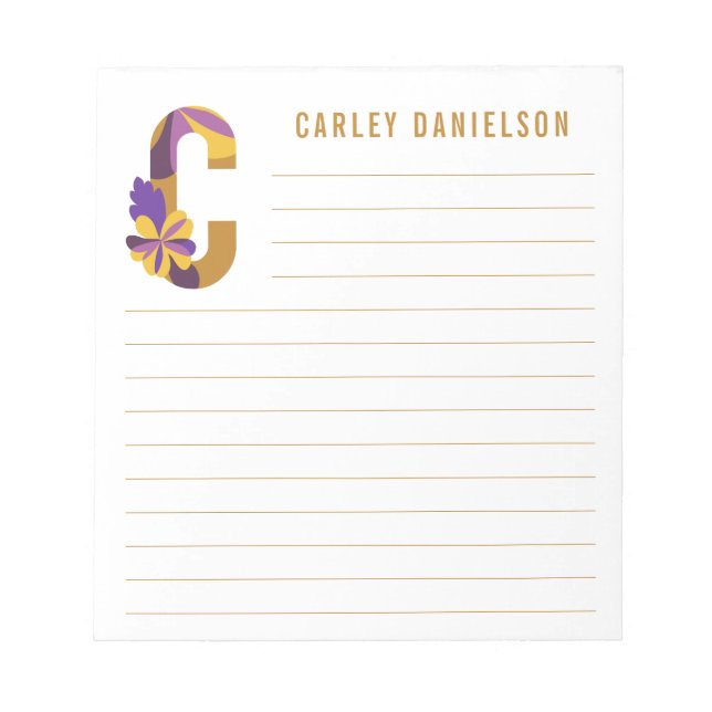 Bloco De Notas Abstrato Floral Alphabet Linhado (Frente)