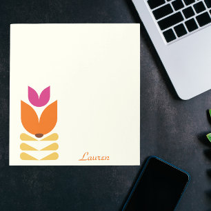 Bloco De Notas Abstrato Floral de Retro Boho, Minimalista Persona