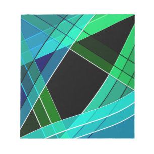 Bloco De Notas Abstrato, geométrico, verde, azul, preto