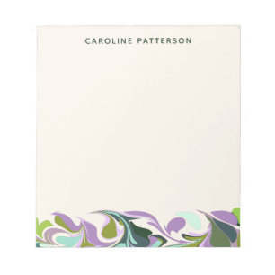 Bloco De Notas Abstrato Marble Art Purple Green Personalizado