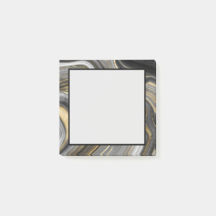 Bloco De Notas Abstrato Mineral de Gíodo Geódico Dourado e de Cin