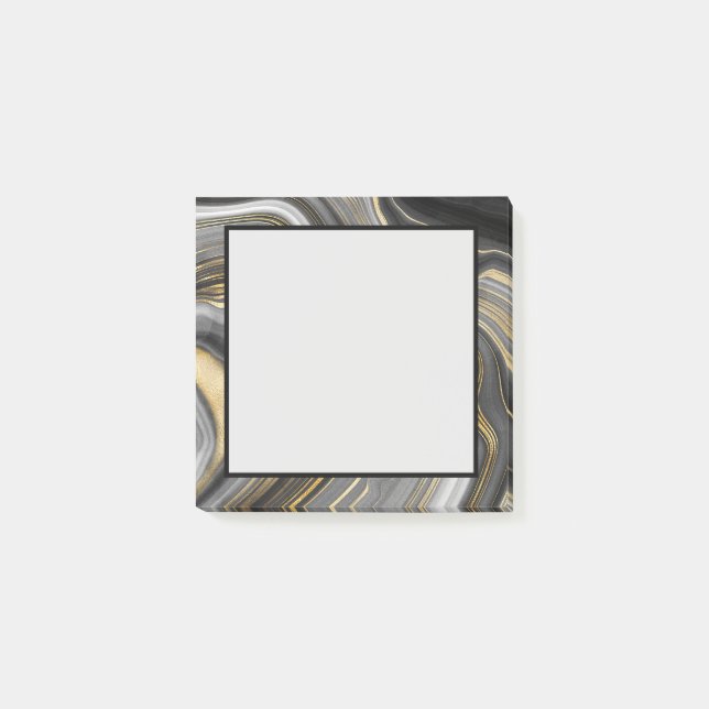 Bloco De Notas Abstrato Mineral de Gíodo Geódico Dourado e de Cin (Frente)