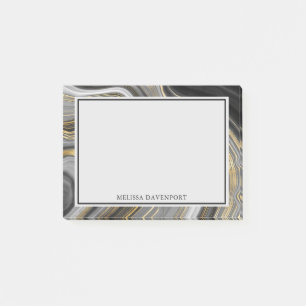 Bloco De Notas Abstrato Mineral de Gíodo Geódico Dourado e de Cin