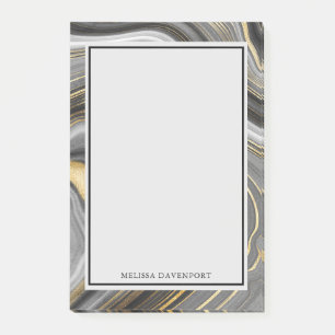 Bloco De Notas Abstrato Mineral de Gíodo Geódico Dourado e de Cin