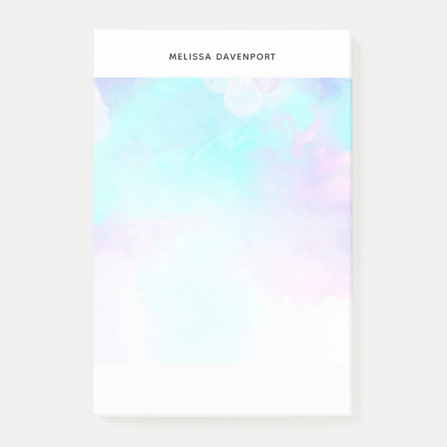 Bloco De Notas Abstrato moderno Pastel Blue & Purple Watercolor (Frente)
