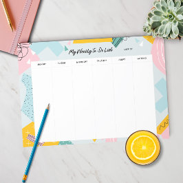 Bloco De Notas Abstrato Pastel Weekly Planner