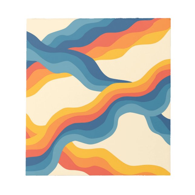 Bloco De Notas Abstrato Retro Laranja Azul Estrias Vertigens Negr (Frente)