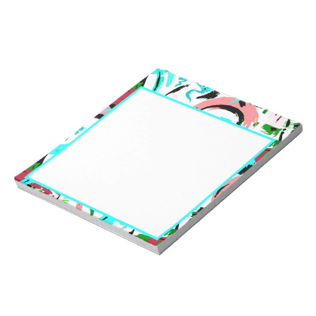Bloco De Notas Abstrato rosa e aqua (Invertido)