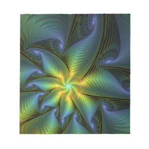 Bloco De Notas Abstrato Star, Ouro Verde brilhante Arte Fractal